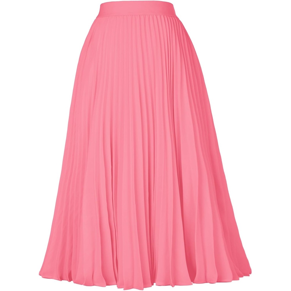 image:imageGRACE KARIN Pleated Midi Skirt for Women Chiffon ALine OutfitsPastel Pink