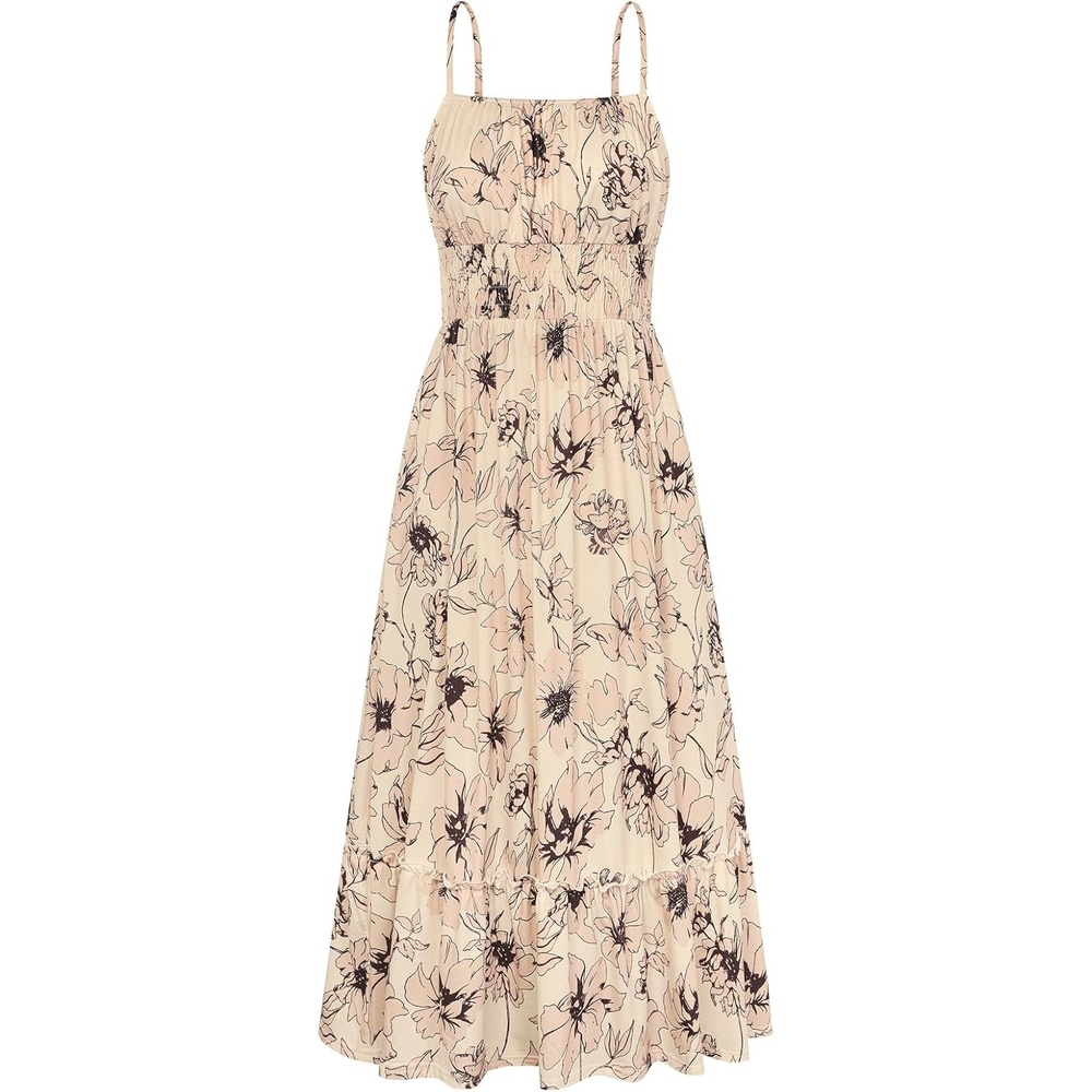 image:imageGRACE KARIN Summer Dresses for Women 2026 Vacation Boho Maxi SundressBeige Flower