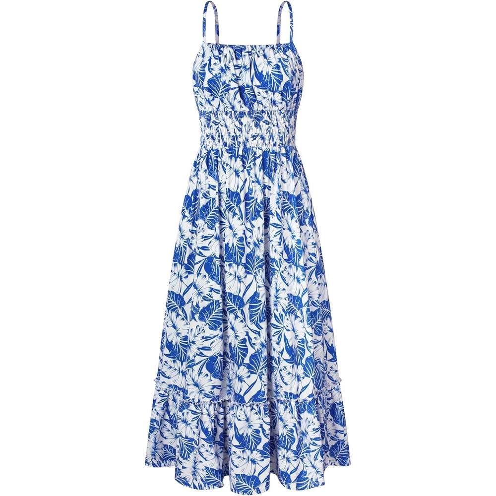 image:imageGRACE KARIN Summer Dresses for Women 2026 Vacation Boho Maxi SundressBlue Leaves