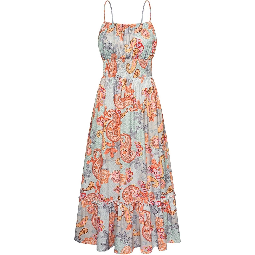 image:imageGRACE KARIN Summer Dresses for Women 2026 Vacation Boho Maxi SundressBlue Paisley Floral