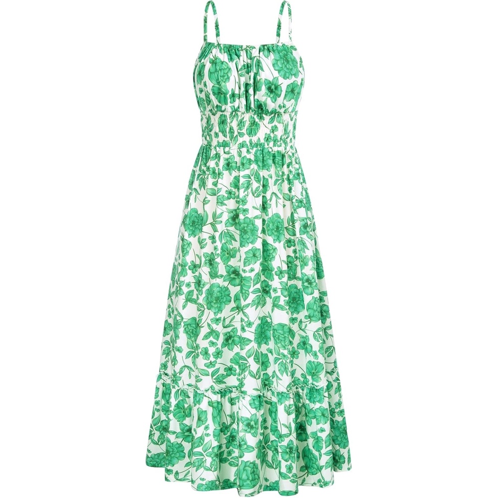 image:imageGRACE KARIN Summer Dresses for Women 2026 Vacation Boho Maxi SundressGreen Floral