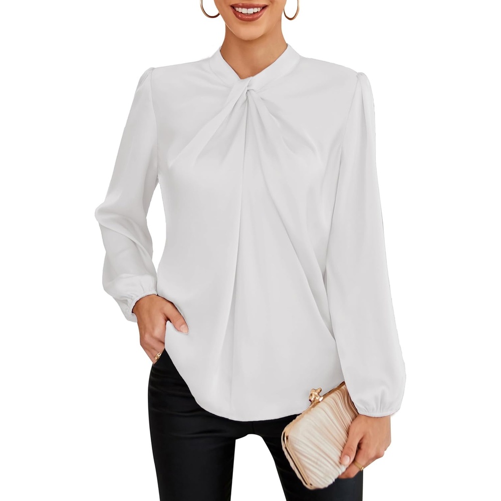 image:imageGRACE KARIN Women Business Casual Long Sleeve Satin BlouseIvory