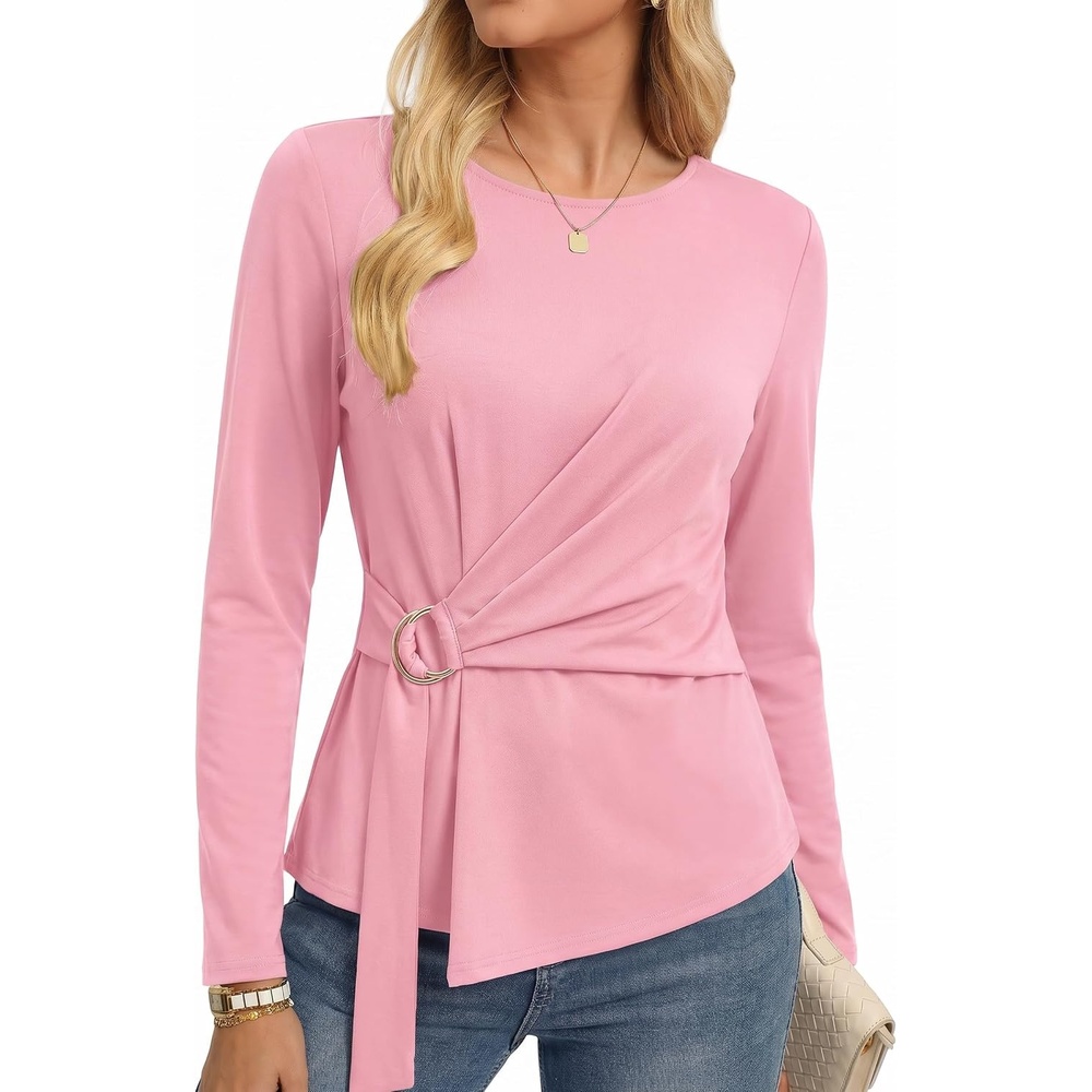 image:imageGRACE KARIN Women Long Sleeve Peplum Top Dressy Casual ShirtPink