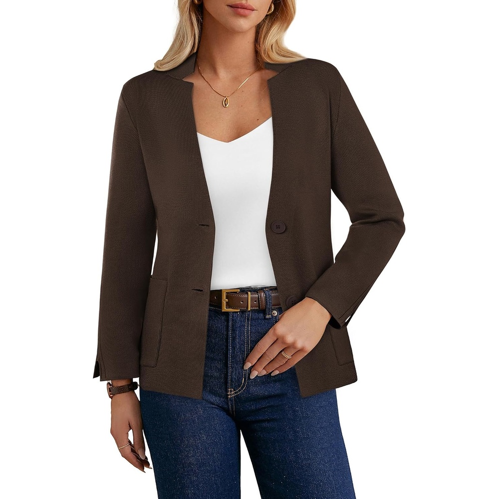 image:imageGRACE KARIN Women Sweater Blazer Business Casual Blazers Knit Fall CardiganBrown
