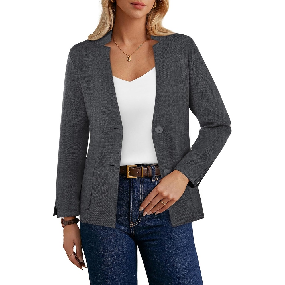 image:imageGRACE KARIN Women Sweater Blazer Business Casual Blazers Knit Fall CardiganDark Grey