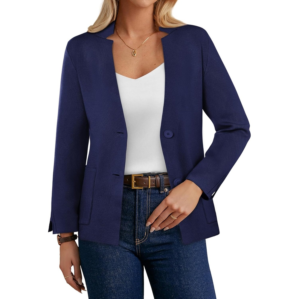 image:imageGRACE KARIN Women Sweater Blazer Business Casual Blazers Knit Fall CardiganNavy Blue