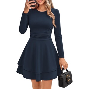 GRACE KARIN 2026 Womens Fall Long Sleeve Party Mini Dresses with Pockets(Navy)
