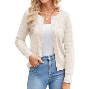 GRACE KARIN Cable Knit Cardigan Sweaters for Women Lightweight Fall Outfits(Cream)
