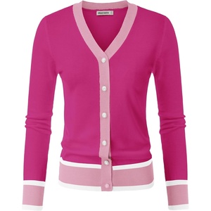 GRACE KARIN Cardigan Sweaters for Women Fall Lightweight Cropped Cardigan(Hot Pink)