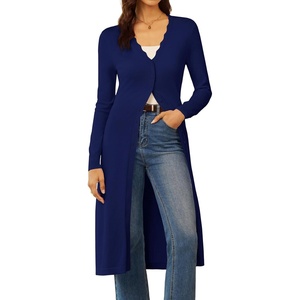 GRACE KARIN Long Cardigans for Women Scalloped Duster Fall Fashion Outfits(Navy Blue)