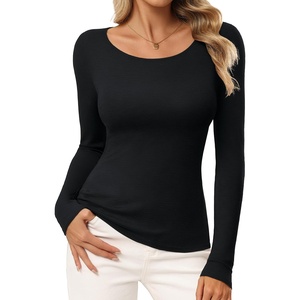 GRACE KARIN Merino Wool Long Sleeve Lightweight Shirt Women(Black)