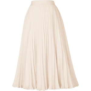 GRACE KARIN Pleated Midi Skirt for Women Chiffon A-Line Outfits(Beige)