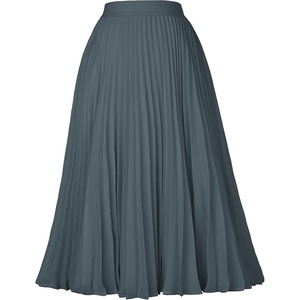 GRACE KARIN Pleated Midi Skirt for Women Chiffon A-Line Outfits(Dark Gray)
