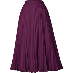 GRACE KARIN Pleated Midi Skirt for Women Chiffon A-Line Outfits(Deep Purple)