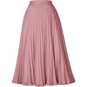 GRACE KARIN Pleated Midi Skirt for Women Chiffon A-Line Outfits(Gray Pink)