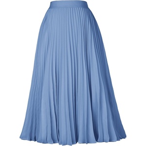 GRACE KARIN Pleated Midi Skirt for Women Chiffon A-Line Outfits(Lake Blue)