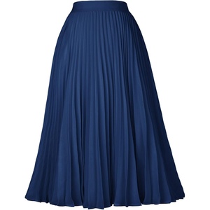 GRACE KARIN Pleated Midi Skirt for Women Chiffon A-Line Outfits(Navy)