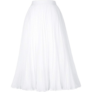 GRACE KARIN Pleated Midi Skirt for Women Chiffon A-Line Outfits(White)