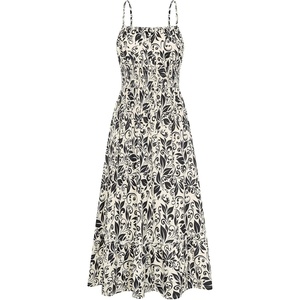 GRACE KARIN Summer Dresses for Women 2026 Vacation Boho Maxi Sundress(Beige Black)