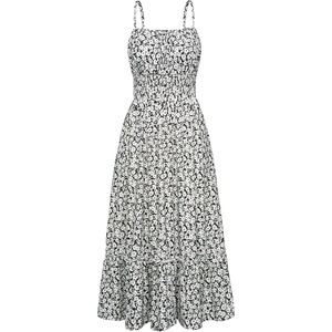 GRACE KARIN Summer Dresses for Women 2026 Vacation Boho Maxi Sundress(Black White Foral)