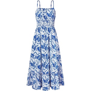 GRACE KARIN Summer Dresses for Women 2026 Vacation Boho Maxi Sundress(Blue Leaves)