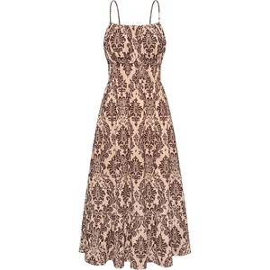 GRACE KARIN Summer Dresses for Women 2026 Vacation Boho Maxi Sundress(Brown Floral)