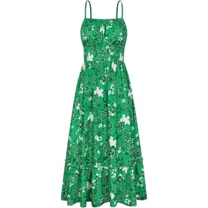 GRACE KARIN Summer Dresses for Women 2026 Vacation Boho Maxi Sundress(Green White)