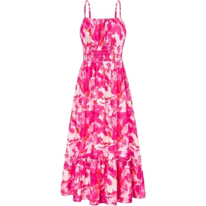 GRACE KARIN Summer Dresses for Women 2026 Vacation Boho Maxi Sundress(Rose Red Floral)
