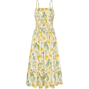 GRACE KARIN Summer Dresses for Women 2026 Vacation Boho Maxi Sundress(Yellow White)