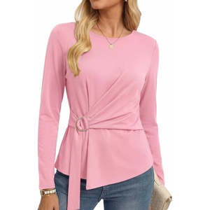 GRACE KARIN Women Long Sleeve Peplum Top, Dressy Casual Shirt(Pink)
