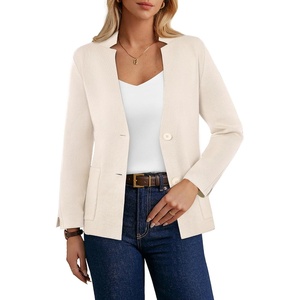 GRACE KARIN Women Sweater Blazer Business Casual Blazers Knit Fall Cardigan(Beige)