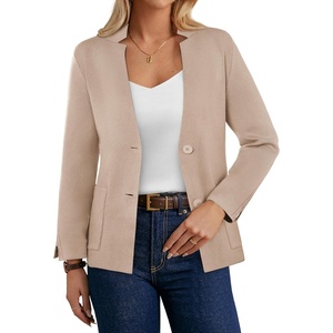 GRACE KARIN Women Sweater Blazer Business Casual Blazers Knit Fall Cardigan(Khaki)