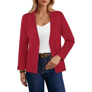 GRACE KARIN Women Sweater Blazer Business Casual Blazers Knit Fall Cardigan(Red)