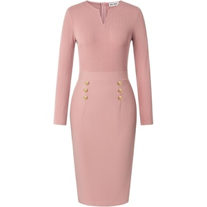 GRACE KARIN Women’s 2026 Fall Long Sleeve Work Midi Dress(Pink)