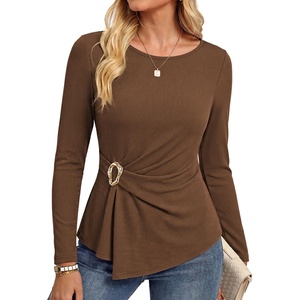 GRACE KARIN Womens 2026 Fall Peplum Top Dressy Casual(Coffee)