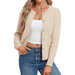 GRACE KARIN Womens Button Up Cable Knit Cardigan Sweaters Fall Outfits 2026(Cream Beige)