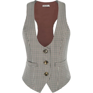 GRACE KARIN Women’s Suit Vest Top, Dressy Casual Sleeveless Button Waistcoat, Fromal Steampunk Blazer for Work Office(Plaid Coffee)