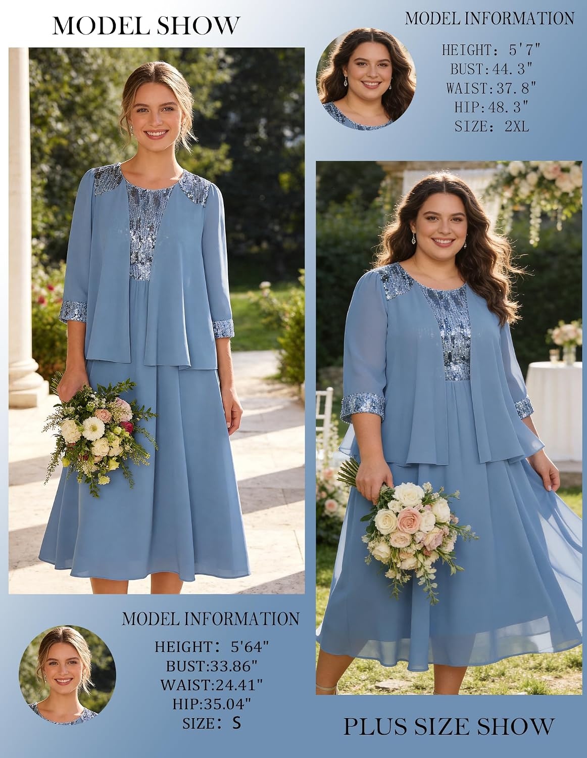 image:imageGRACE KARIN Formal Wedding Guest Dress Sequin Mother of The Bride DressesBlue Gray