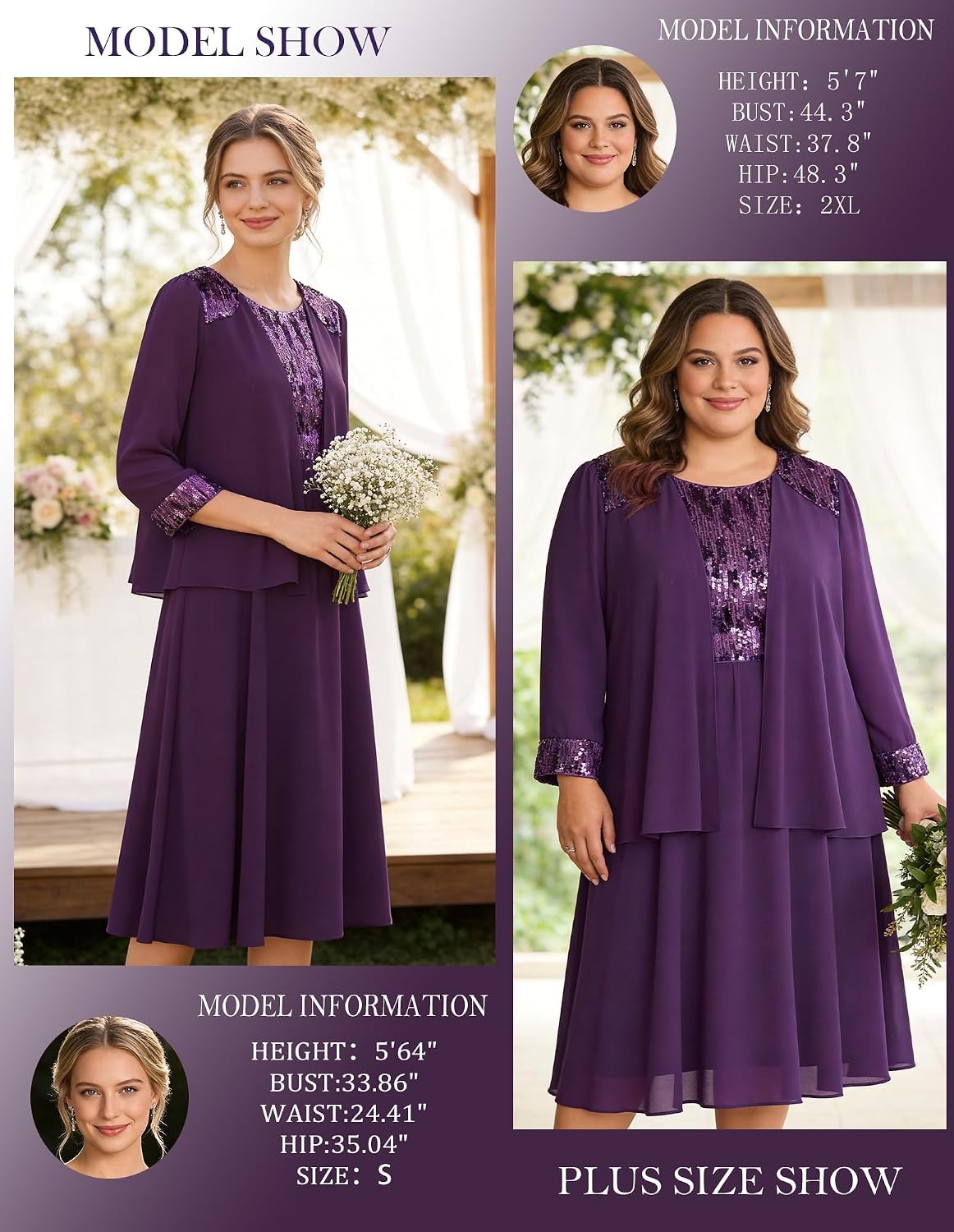 image:imageGRACE KARIN Formal Wedding Guest Dress Sequin Mother of The Bride DressesDark Purple