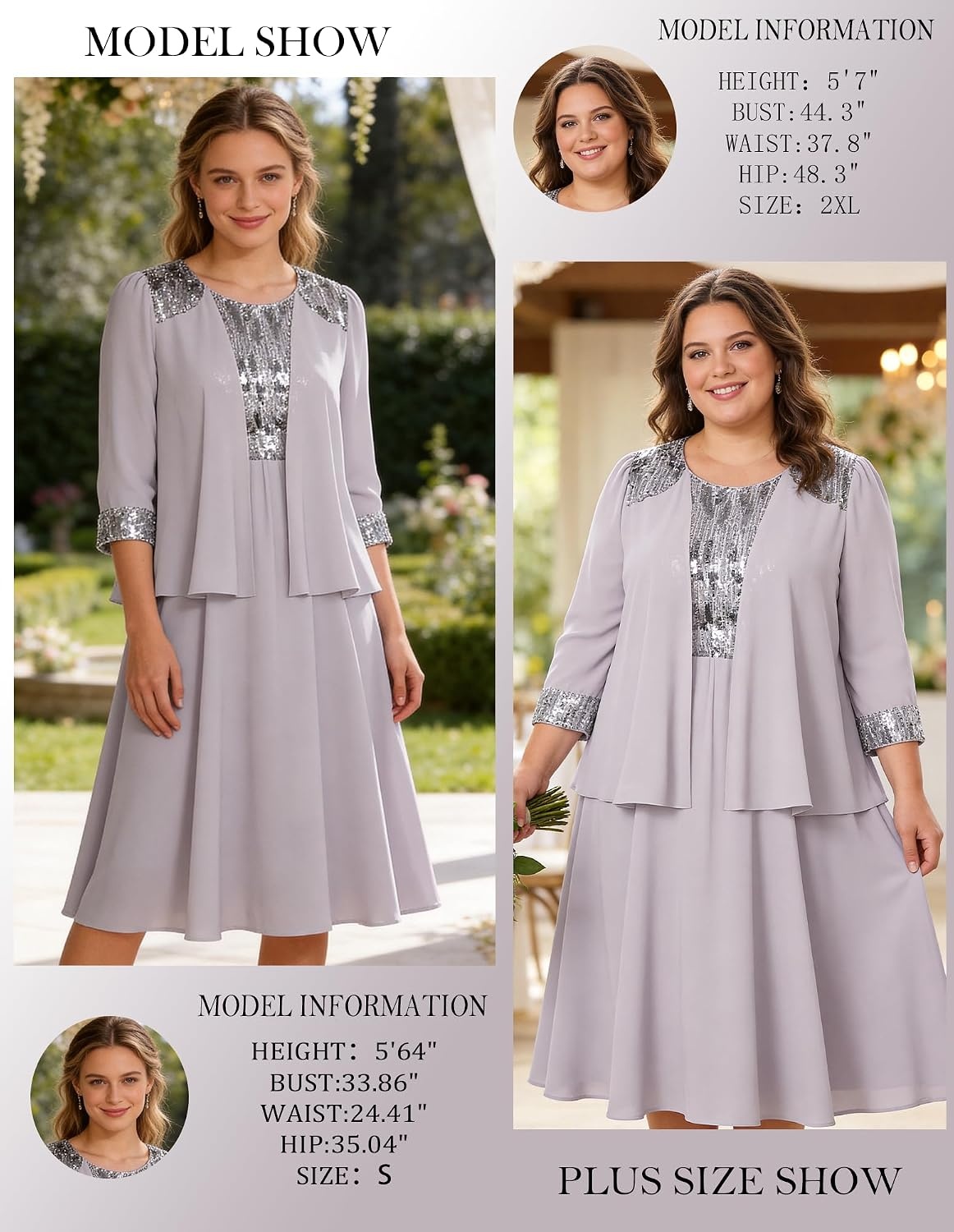 image:imageGRACE KARIN Formal Wedding Guest Dress Sequin Mother of The Bride DressesLight Gray Purple