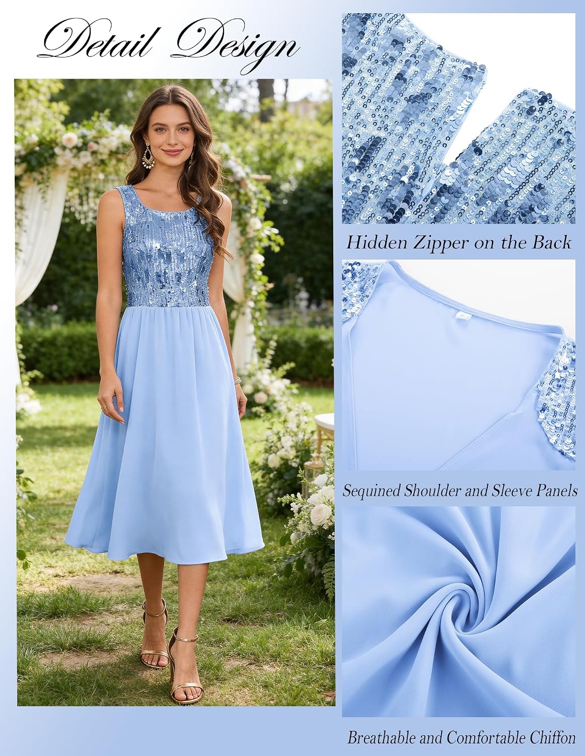 image:imageGRACE KARIN Formal Wedding Guest Dress Sequin Mother of The Bride DressesLight Sky Blue