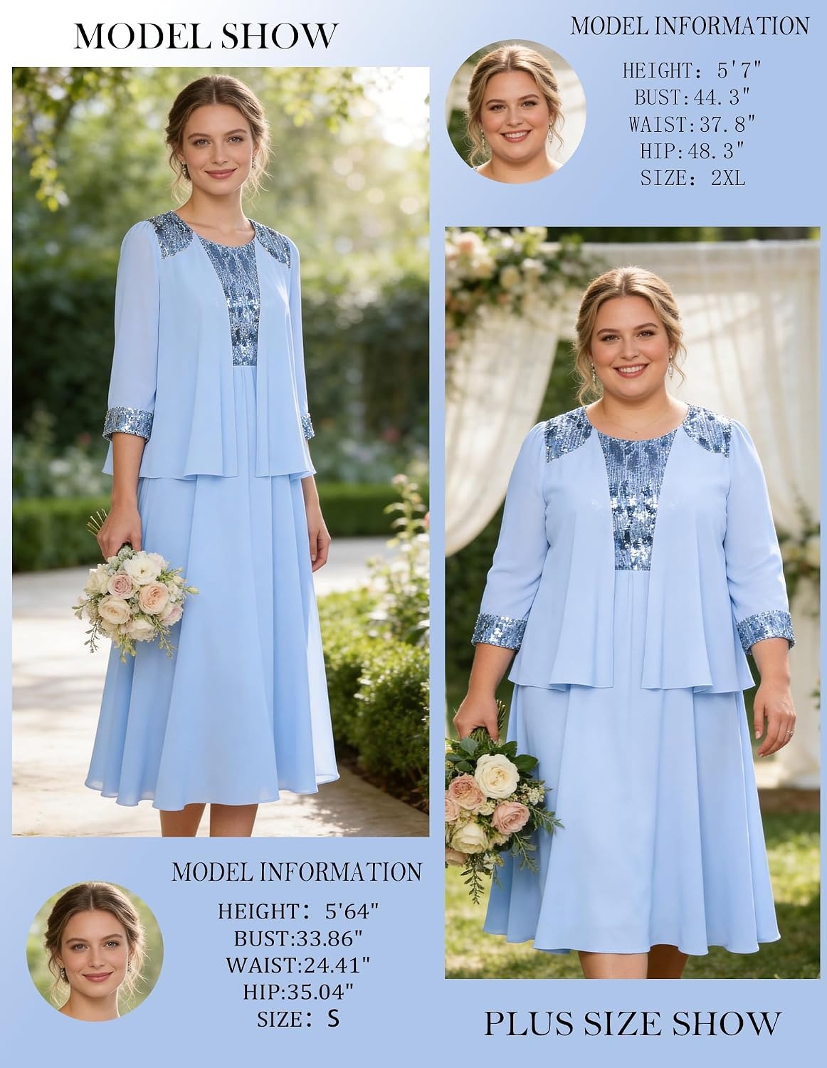 image:imageGRACE KARIN Formal Wedding Guest Dress Sequin Mother of The Bride DressesLight Sky Blue
