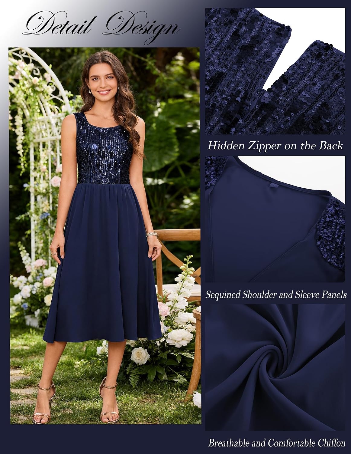 image:imageGRACE KARIN Formal Wedding Guest Dress Sequin Mother of The Bride DressesNavy Blue
