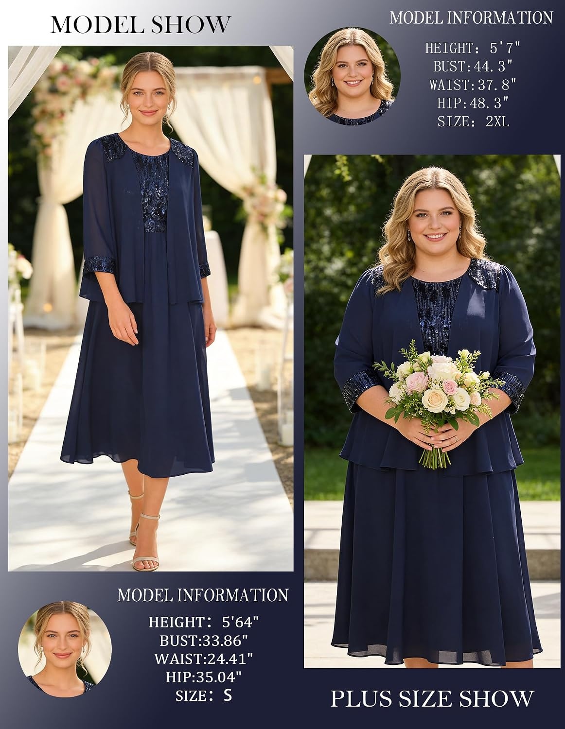 image:imageGRACE KARIN Formal Wedding Guest Dress Sequin Mother of The Bride DressesNavy Blue
