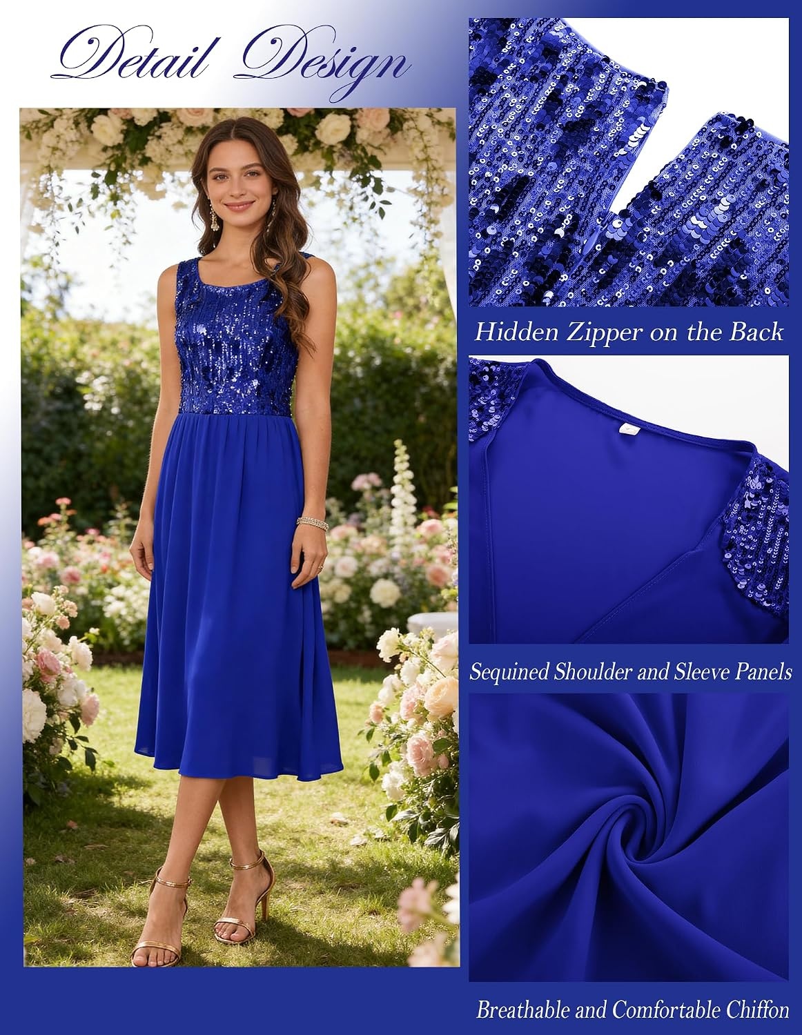 image:imageGRACE KARIN Formal Wedding Guest Dress Sequin Mother of The Bride DressesRoyal Blue