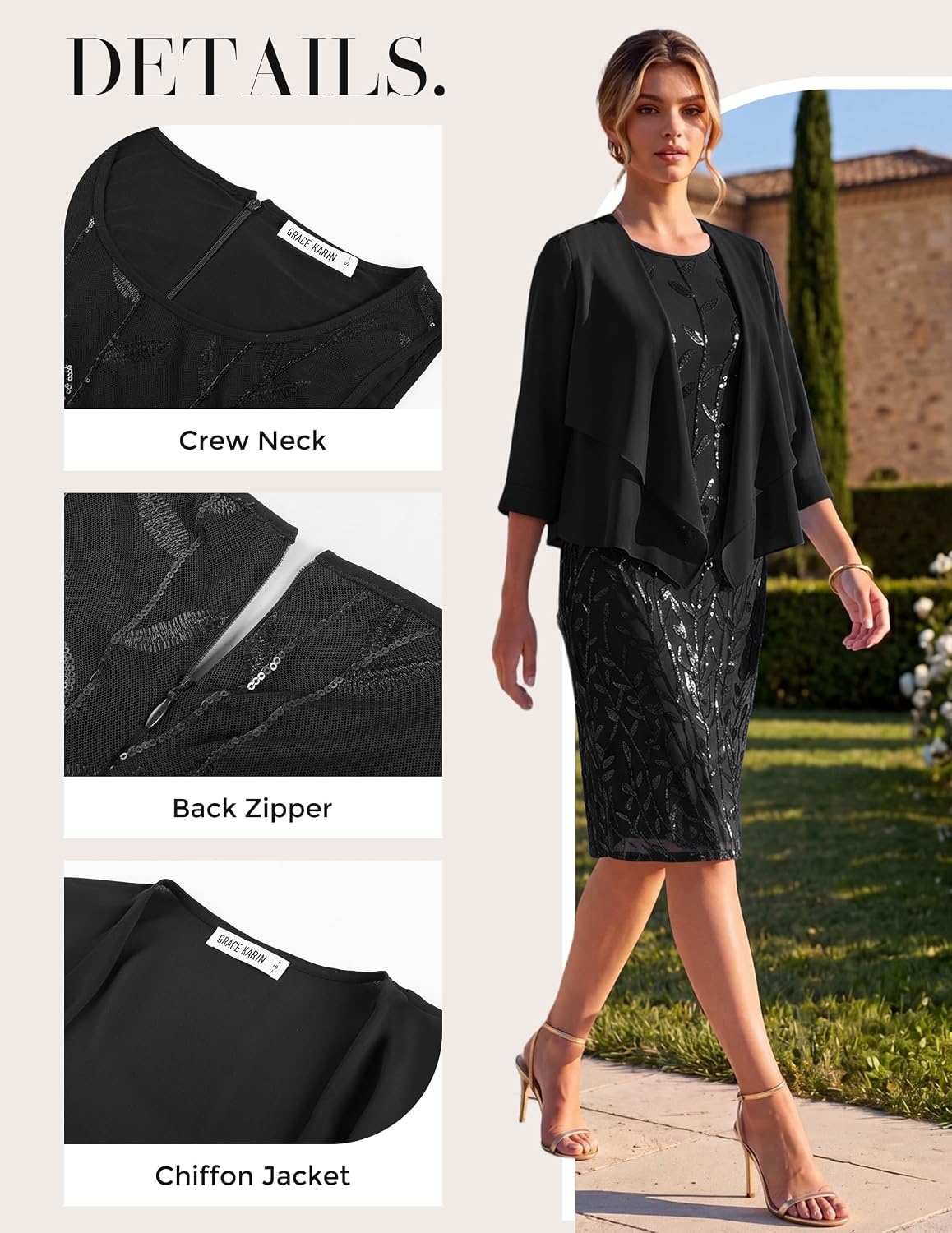 image:imageGRACE KARIN Mother of The Bride Groom Dresses Wedding Guest DressBlack
