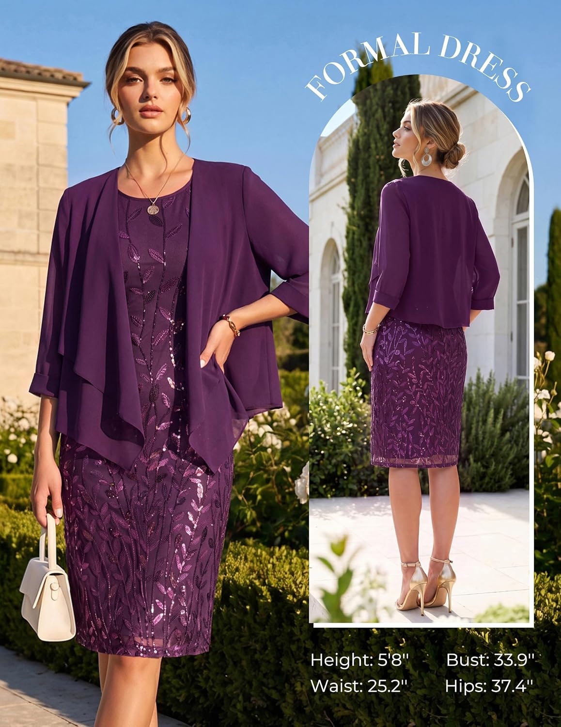 image:imageGRACE KARIN Mother of The Bride Groom Dresses Wedding Guest DressDeep Purple