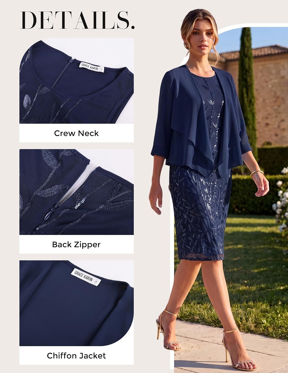 image:imageGRACE KARIN Mother of The Bride Groom Dresses Wedding Guest DressNavy Blue