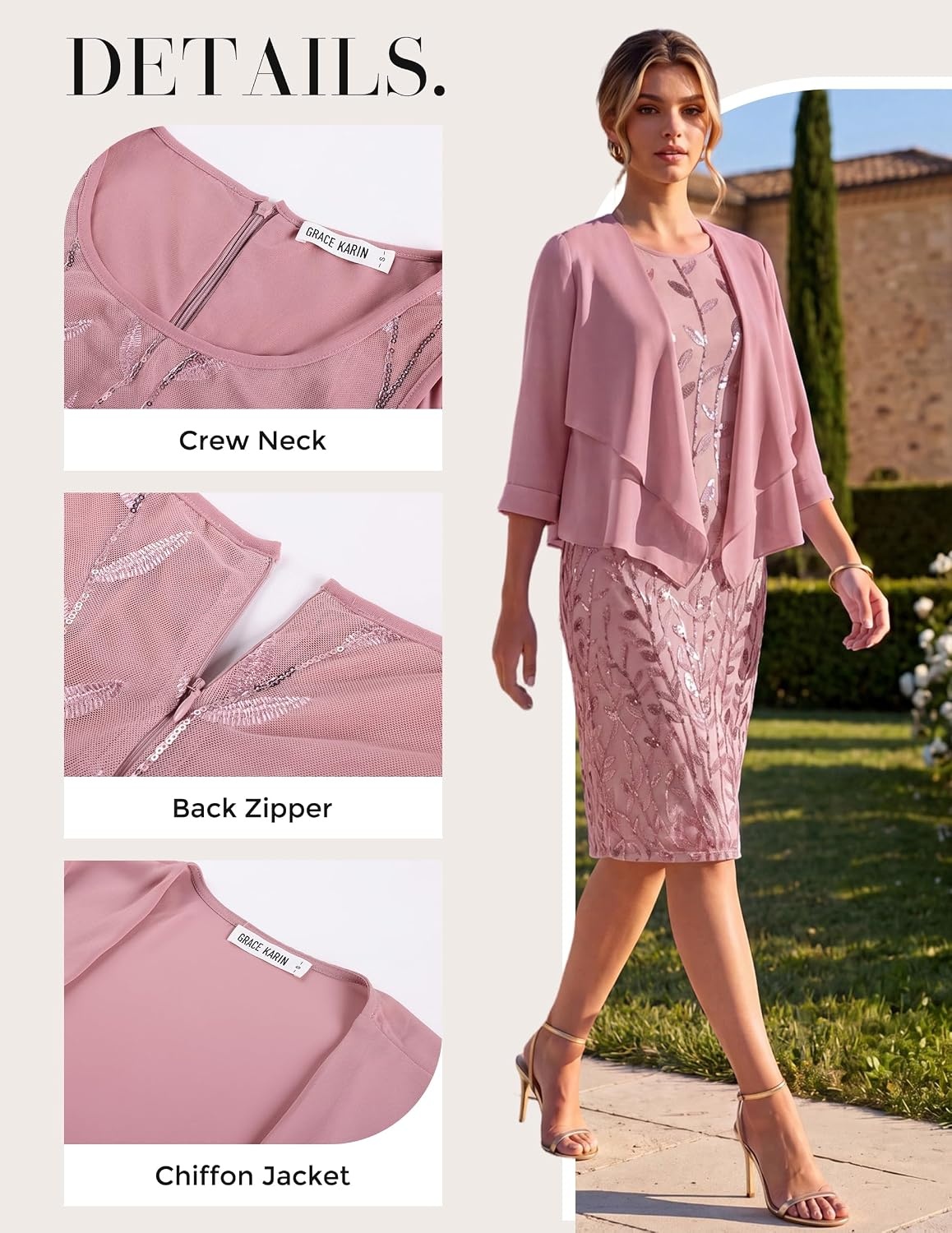 image:imageGRACE KARIN Mother of The Bride Groom Dresses Wedding Guest DressPink
