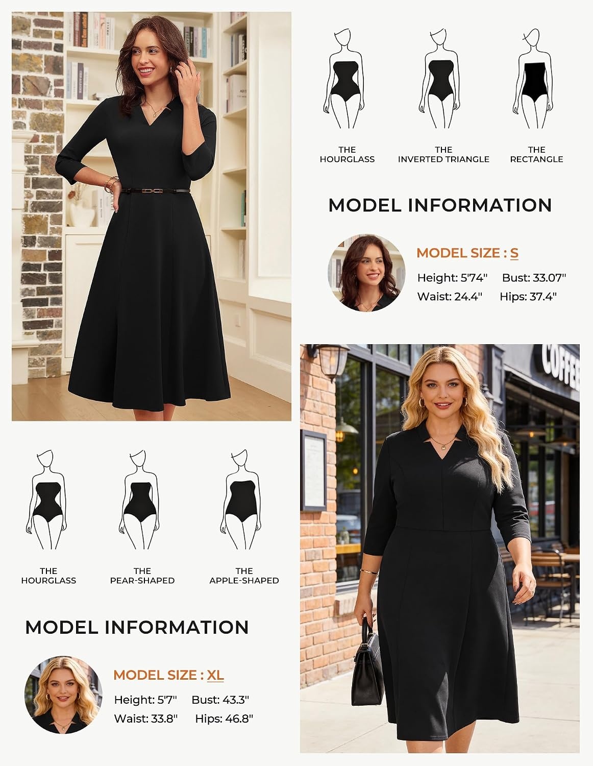 image:imageGRACE KARIN Women 34 Sleeve Work Church Dress with PocketBlack
